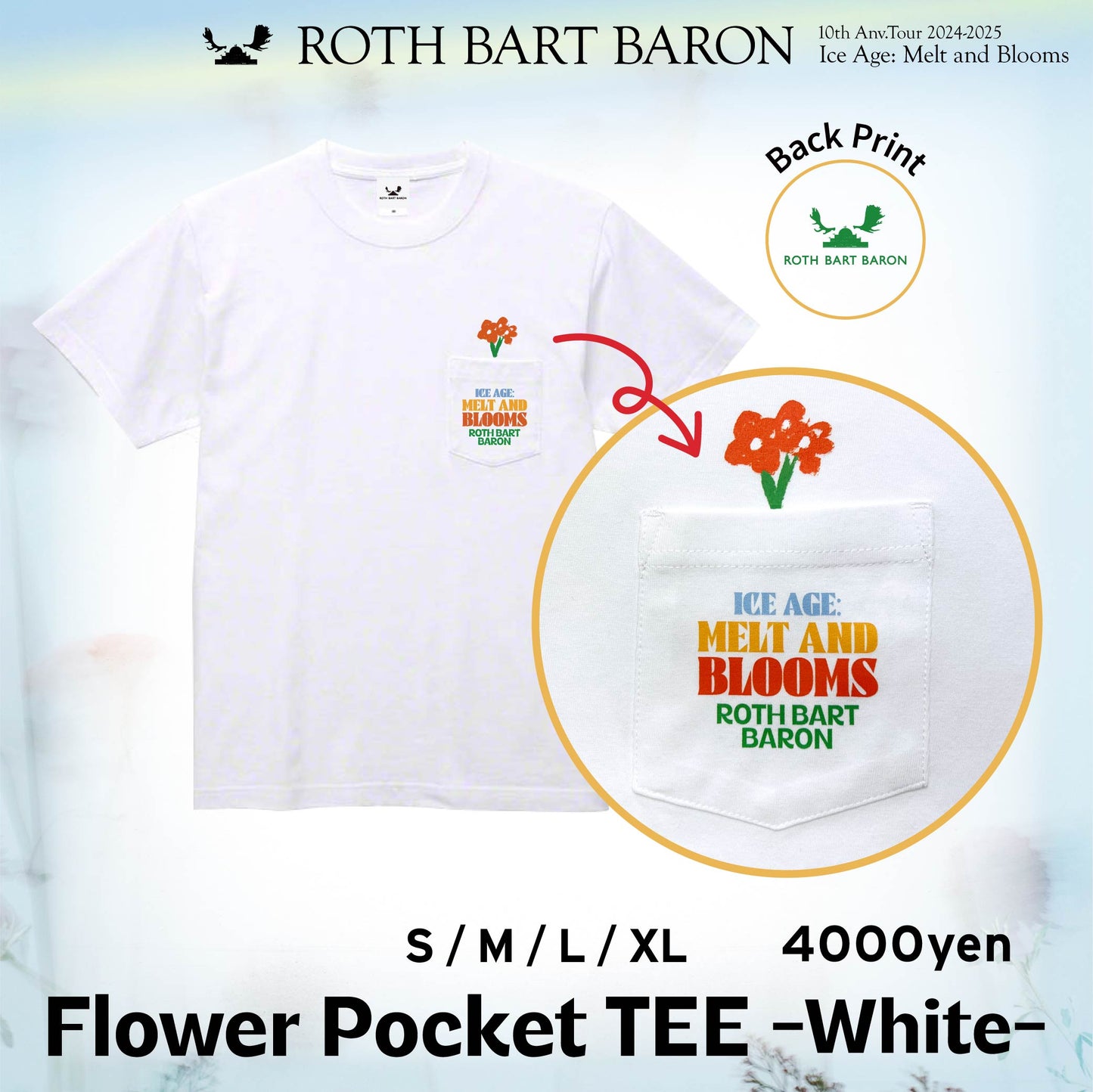 Flower Pocket TEE -White-