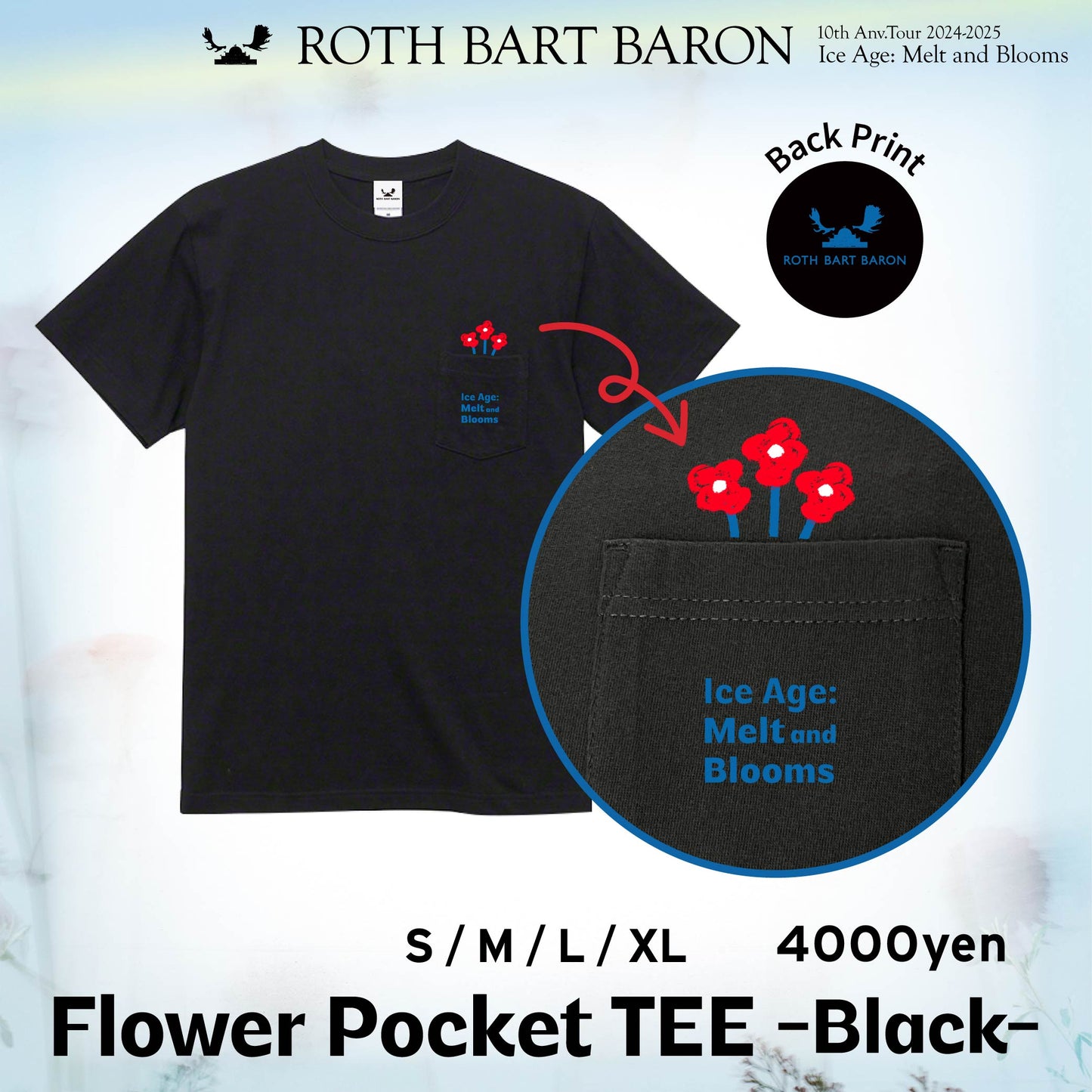 Flower Pocket TEE -Black-