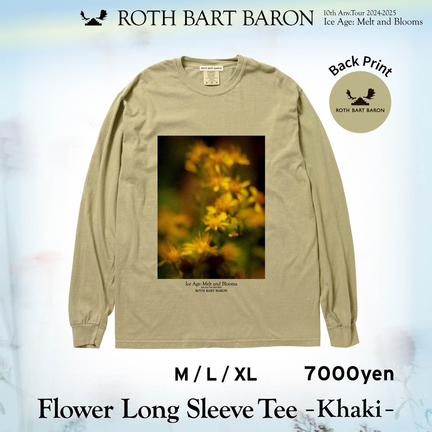 Flower Long Sleeve Tee - Khaki -